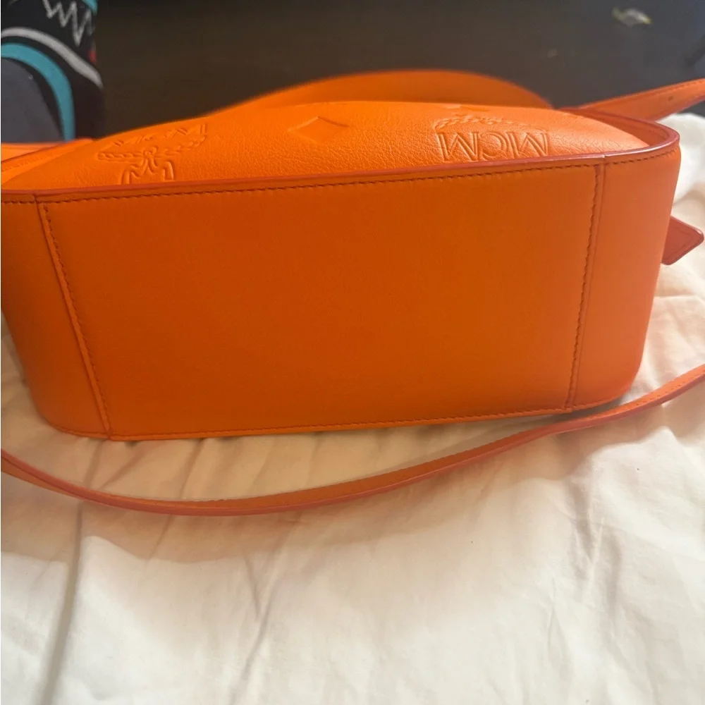 MCM Orange Leather Women's Bag midsized luxury high end statement‎ piece upscale